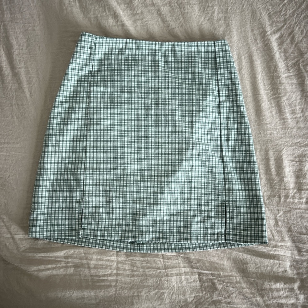 Mint Green Checkered Skirt